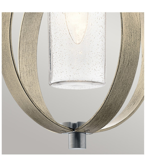 Lámpara colgante de exterior Kichler Aluminio, cristal granulado transparente Gris antiguo envejecido