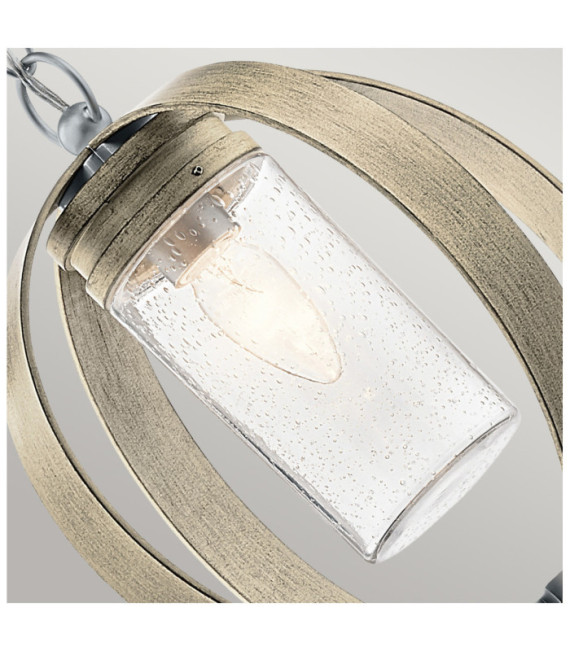 Suspension extérieur Kichler Aluminium,verre grainé transparent Gris antique vieilli