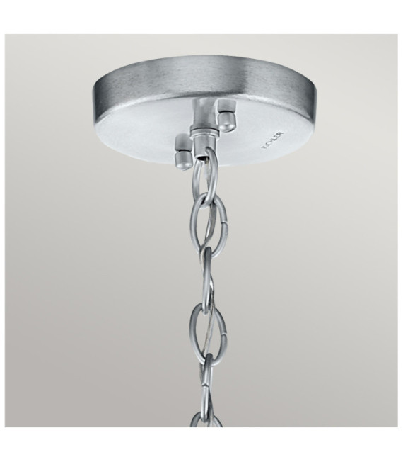 Lámpara colgante de exterior Kichler Aluminio, cristal granulado transparente Gris antiguo envejecido