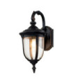Cleveland exterior wall light Aluminum, transparent grained glass Patinated bronze