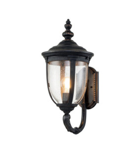 Cleveland exterior wall light Aluminum, transparent grained glass Patinated bronze