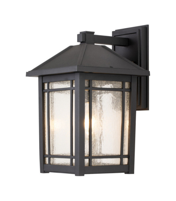 Quoizel exterior wall light Aluminum, transparent grained glass Black