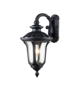 Lampada da parete per esterni Chicago Alluminio, vetro granulato trasparente Nero strutturato