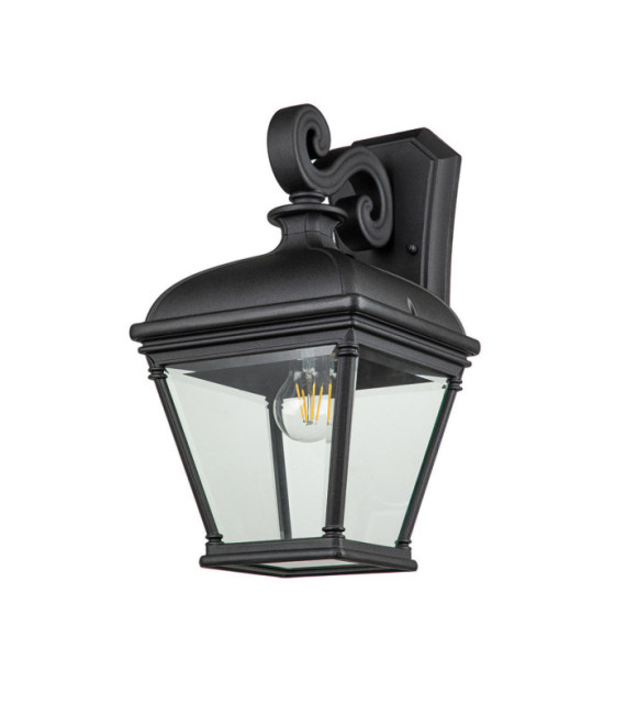 Aplique exterior Bayview Aluminio, cristal biselado transparente Negro