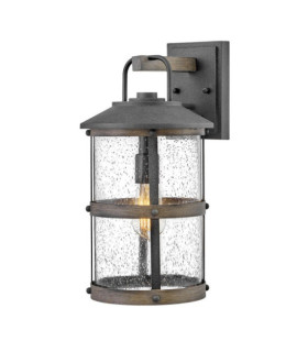 Hinkley exterior wall light Aluminum, transparent grained glass Aged zinc and driftwood gray