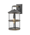 Hinkley exterior wall light Aluminum, transparent grained glass Aged zinc and driftwood gray