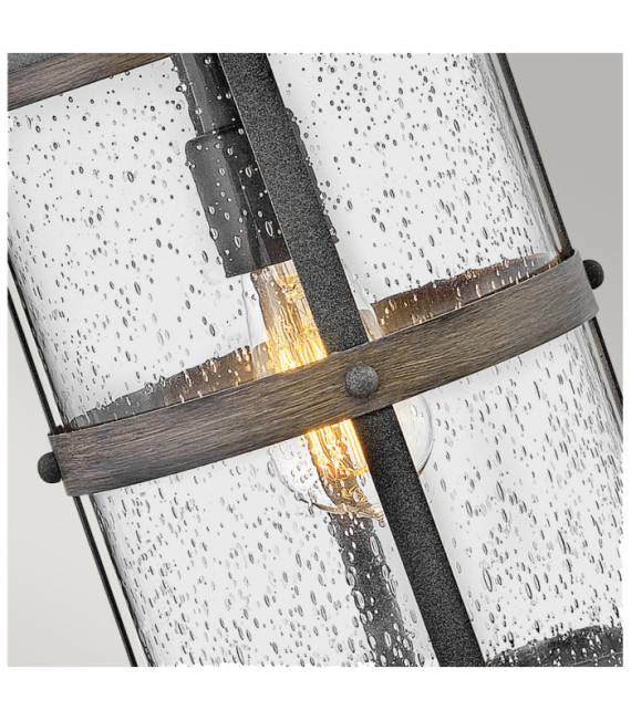 Hinkley exterior wall light Aluminum, transparent grained glass Aged zinc and driftwood gray