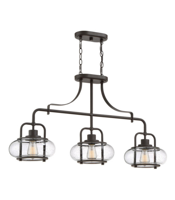 Suspension Quoizel Verre,Acier Bronze Ancien