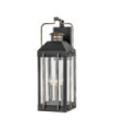 Hinkley outdoor wall light Aluminum, brass, clear seeded glass Textured black with burnished bronze