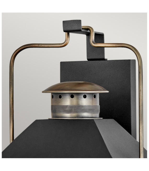 Lampada da parete per esterni Hinkley Alluminio, ottone, vetro trasparente seminato Nero strutturato con bronzo brunito