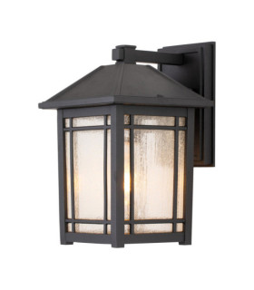 Quoizel exterior wall light Aluminum, transparent grained glass Black