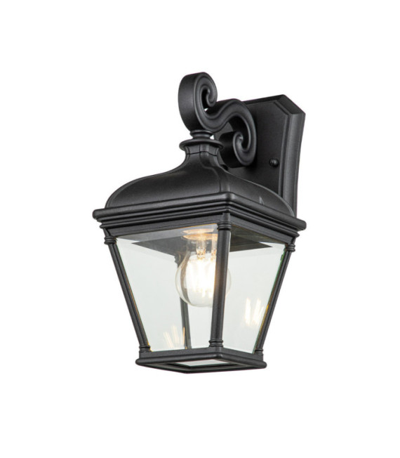 Bayview exterior wall light Aluminum, transparent beveled glass Black