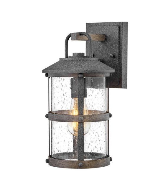 Hinkley exterior wall light Aluminum, transparent grained glass Aged zinc and driftwood gray