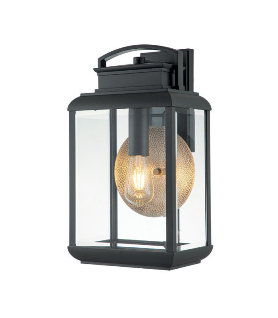 Aplique exterior Quoizel Aluminio, cobre, acero, cristal transparente biselado Grafito con reflector de estaño