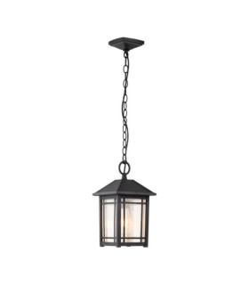 Lámpara colgante para exterior Quoizel Aluminio, cristal granulado transparente Negro