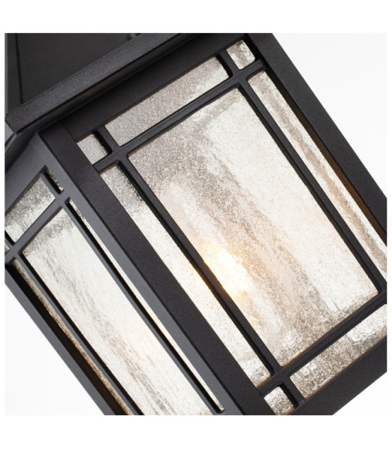 Lámpara colgante para exterior Quoizel Aluminio, cristal granulado transparente Negro
