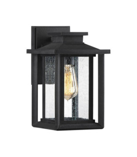 Lampada da parete per esterni Quoizel Vetro seme trasparente, materiale composito resistente agli agenti atmosferici, Terra nera