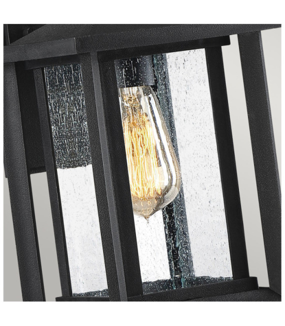 Lampada da parete per esterni Quoizel Vetro seme trasparente, materiale composito resistente agli agenti atmosferici, Terra nera