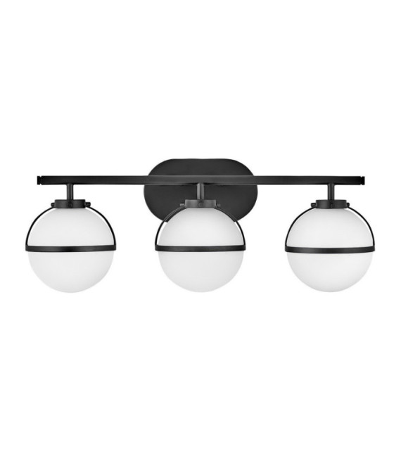 Lampada da parete per bagno Hinkley in vetro opale, acciaio nero
