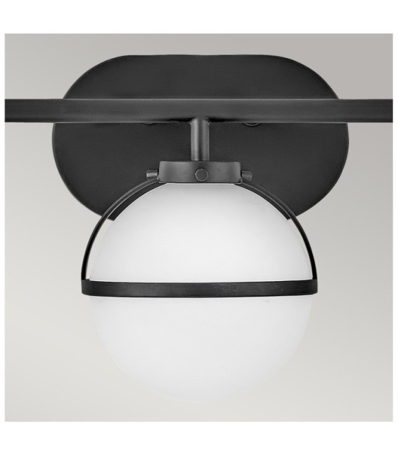 Hinkley Bathroom Wall Light Opal Glass, Black Steel