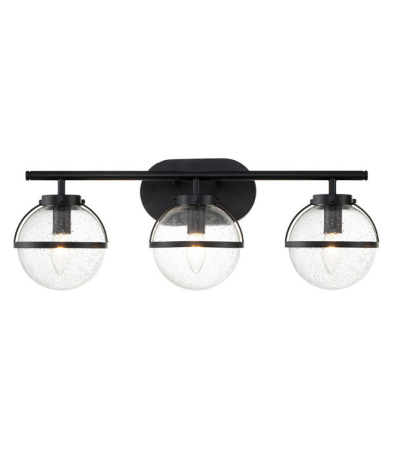 Wall light Bathroom Hinkley Steel, transparent grained glass Black