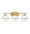 Wall light Bathroom Hinkley Steel, transparent grained glass Brass Heritage