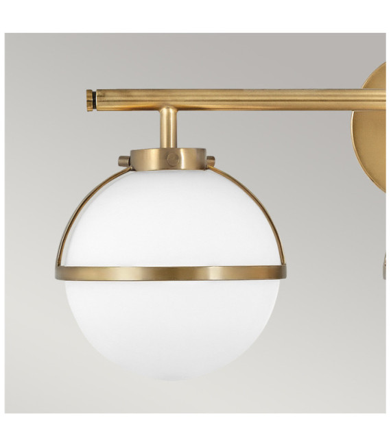 Lampada da parete Bagno Hinkley Acciaio, vetro granulato trasparente Ottone Heritage