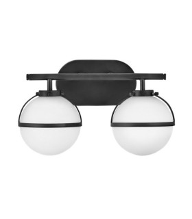 Hinkley Bathroom Wall Light Opal Glass, Black Steel