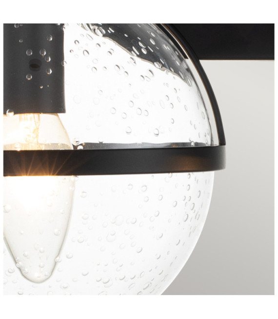 Wall light Bathroom Hinkley Steel, transparent grained glass Black