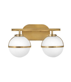 Lampada da parete Bagno Hinkley Acciaio, vetro granulato trasparente Ottone Heritage