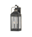 Hinkley outdoor wall light Aluminum, brass, clear seeded glass Textured black with burnished bronze
