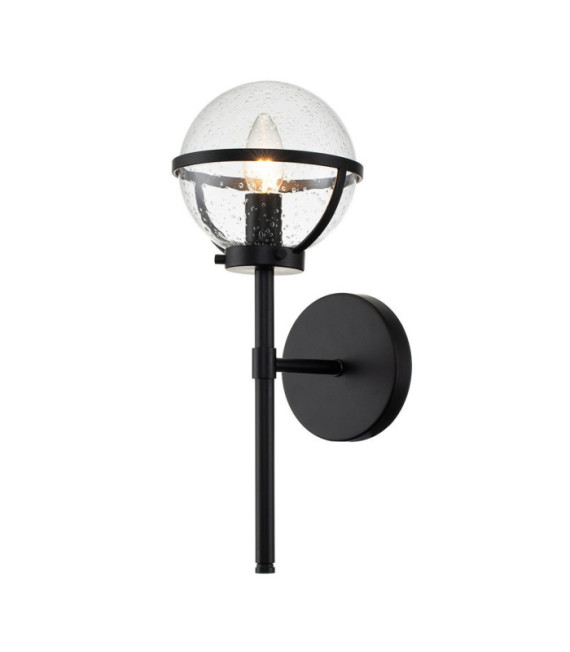 Wall light Bathroom Hinkley Steel, transparent grained glass Black