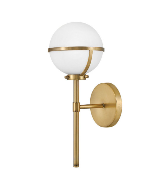 Lampada da parete Bagno Hinkley Acciaio, vetro granulato trasparente Ottone Heritage