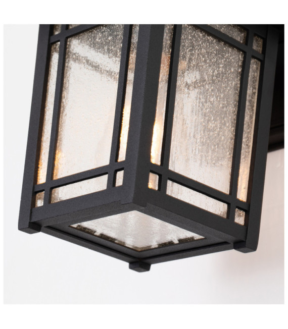 Lampada da parete per esterni Quoizel Alluminio, vetro granulato trasparente Nero