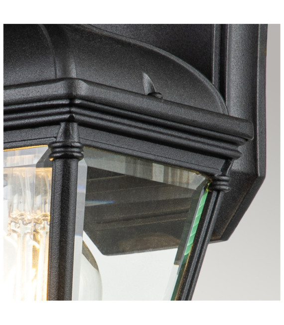 Außenwandleuchte Bayview Aluminium, transparentes, abgeschrägtes Glas Schwarz