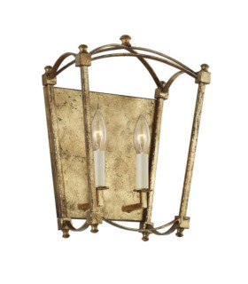 Lámpara de pared Feiss de acero dorado antiguo