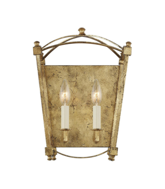 Lámpara de pared Feiss de acero dorado antiguo
