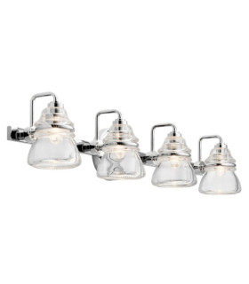 Kichler Aplique de baño de cristal, acero cromado pulido