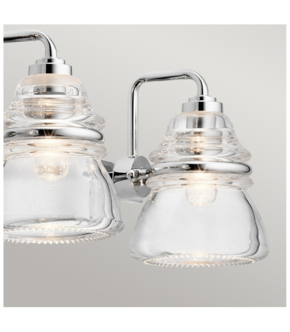 Kichler Bathroom Wall Light Glass, Polished Chrome Steel
