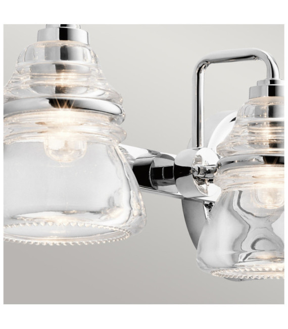 Kichler Bathroom Wall Light Glass, Polished Chrome Steel