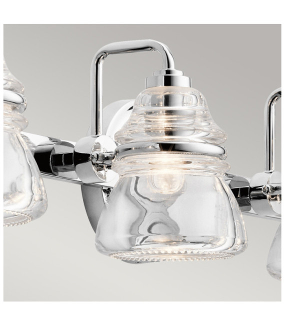 Kichler Bathroom Wall Light Glass, Polished Chrome Steel