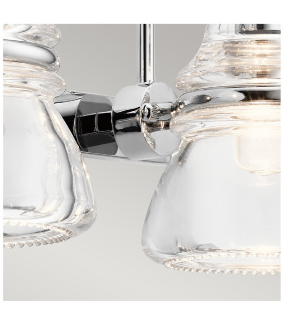 Kichler Bathroom Wall Light Glass, Polished Chrome Steel