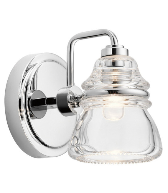 Kichler Badezimmer-Wandleuchte aus Glas, polierter Chromstahl