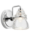 Kichler Bathroom Wall Light Glass, Polished Chrome Steel