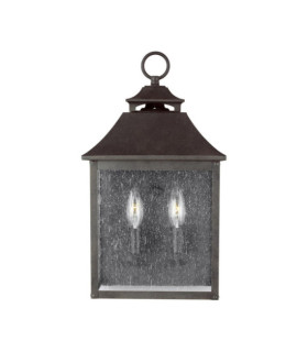 Lampada da parete per esterno Feiss Steel, vetro granato Martora