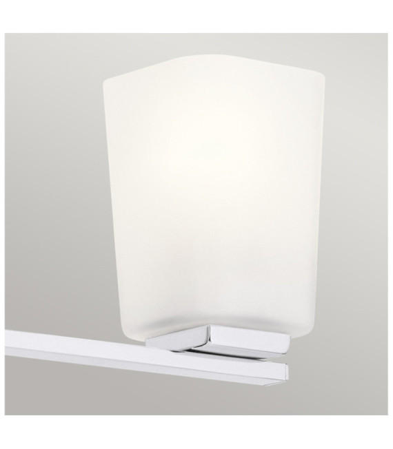 Kichler Lámpara de pared para baño, cristal opalino, acero, zinc, cromo pulido