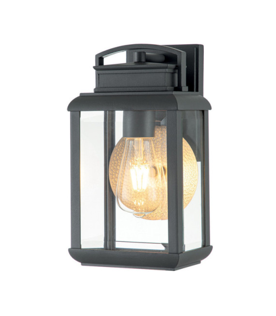 Quoizel exterior wall light Aluminum, copper, steel, transparent beveled glass Graphite with tin reflector