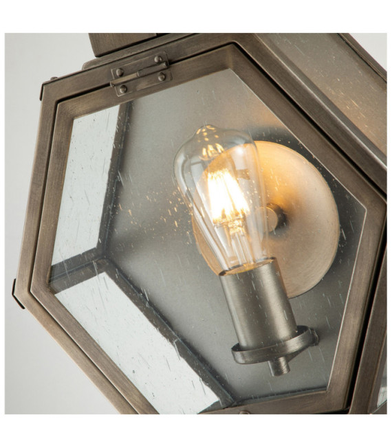 Aplique exterior Quoizel Aluminio, acero, latón, cristal granulado transparente Bronce bruñido