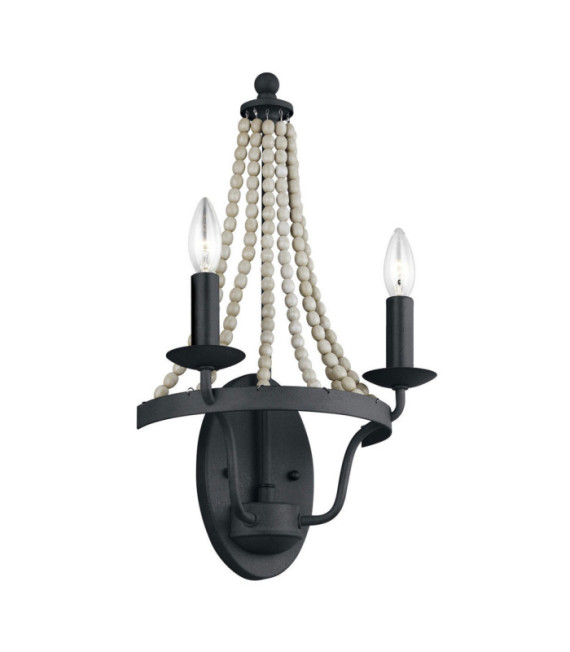 Applique murale Feiss Bois,Acier Zinc patiné foncé avec gris bois flotté