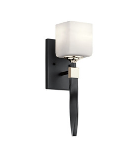 Applique murale Kichler Verre Opale,Acier Noir